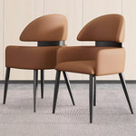 Load image into Gallery viewer, Set of 2 Modern Faux Leather Dining Chair with Curved Backrest Upholstered Seat Carbon Steel Legs Minimalist Dining Room Chair