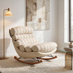 Load image into Gallery viewer, Modern Striped Rocking Lounge Chair with Plush Cushion and Solid Wood Rockers
