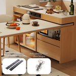 Load image into Gallery viewer, White & Natural Multi-Function Sliding Kitchen Island Storage Power Outlets & Dining in One