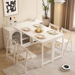 Load image into Gallery viewer, Multi-Functional Dining Table Rotating & Foldable Sideboard Sintered Stone Top Storage Cabinet with Fluted Glass Doors