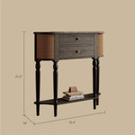Load image into Gallery viewer, 35.4'' Modern Entryway Console Table with Rattan Panels Black Wood Hallway Table with 2 Drawers & Lower Shelf Decorative Accent Table