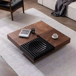 Load image into Gallery viewer, 39'' Modern Modular Solid Wood Coffee Table with Hidden Storage & Sculptural Slat Base
