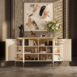 Load image into Gallery viewer, 58.5'' White & Gold Contemporary Sideboard with Adjustable Shelves