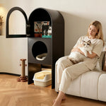 Load image into Gallery viewer, Modern Arched Pet Storage Cabinet Cat House Feeding Station Multi Functional Storage Unit