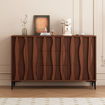 Load image into Gallery viewer, Modern Walnut Sideboard with Sculpted Wave Panels and Minimalist Silhouette