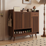 Load image into Gallery viewer, Shoe Cabinet Slatted Design Adjustable Shelves Modern Storage Organizer