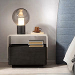 Load image into Gallery viewer, Black Nightstand Silent Rails Solid Wood Drawer