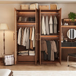 Load image into Gallery viewer, Walnut Rattan Four-Door Wardrobe Modern Natural Fusion Design