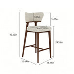 Load image into Gallery viewer, Modern Upholstered Bar Stool with Curved Backrest and Wood Frame 1 Piece