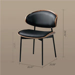 Load image into Gallery viewer, 2PCS Mid Century Dining Chair Curved Back Leather Seat Wood Edge Metal Legs