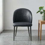 Load image into Gallery viewer, Contemporary Faux Leather Dining Chair with Curved Back Upholstered Seat Black Metal Legs 1 Piece