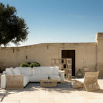 Load image into Gallery viewer, Boho Rattan Accent Chair with Cushioned Seat and Open-Weave Design