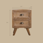 Load image into Gallery viewer, Vintage Distressed Wood Nightstand with Rattan Drawer Front Mid Century Bedside Table with Tapered Legs