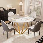 Load image into Gallery viewer, Round Marble Dining Table Modern Gold Metal Base with Lazy Susan