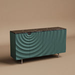 Load image into Gallery viewer, 62.4" Modern Ripple Design Green Sideboard with Black Stone Top
