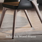 Load image into Gallery viewer, Modern Upholstered Dining Chair Faux Leather Seat Curved Armrest Accent Chair with Solid Wood Legs 1 Piece