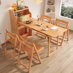 Load image into Gallery viewer, 69'' Rattan Dining Cabinet Table Set Foldable Storage Multi-Chair Design Solid Wood Finish