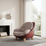 Load image into Gallery viewer, Modern Polka Dot Lounge Chair with Rounded Cushion & Wood Legs
