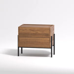 Load image into Gallery viewer, Modern Nightstand with Black Metal Legs Natural Wood Finish & Spacious Drawer