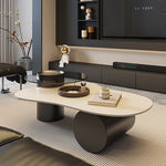 Load image into Gallery viewer, Modern Irregular Coffee Table Set Cloud-Shaped with Glass Accent Top Sculptural Base for Contemporary Living Rooms