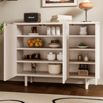 Load image into Gallery viewer, 3 Door Sideboard Modern Cabinet Matte White Finish Adjustable Shelves Irregular Veneer Solid Wood Legs