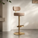 Load image into Gallery viewer, 1 Piece Modern Upholstered Adjustable Bar Stool with Gold Metal Base