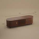 Load image into Gallery viewer, Contemporary Living Suite: Walnut Curved TV Stand & Oval Lift-Top Coffee Table Set