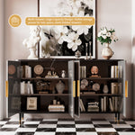 Load image into Gallery viewer, 62.4'' Modern Luxury Elegant Gray and Gold Sideboard with Shelves