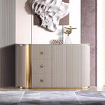 Load image into Gallery viewer, 58.5'' Modern Luxe Sideboard with 3 Drawers Khaki & Gold Elegance
