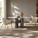Load image into Gallery viewer, Modern Bouclé Dining Chair with Gold Metal Frame and Curved Backrest 1 Piece