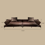 Load image into Gallery viewer, Modern Low-Profile Leather Sofa Deep Brown Upholstery with Wide Armrests & Metal Legs