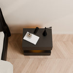 Load image into Gallery viewer, Contemporary Black Nightstand with Scratch-Resistant Leather & Motion Sensor Lighting