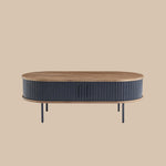 Load image into Gallery viewer, 46.8'' Coffee Table Oval Shape Modern Design Walnut Black Accent Storage Compartment