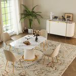 Load image into Gallery viewer, Luxury White & Gold Dining Suite Convertible Expandable Dining Table Contemporary Sideboard