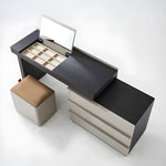 Load image into Gallery viewer, Gray Makeup Vanity Table with Mirror and Stool Storage Drawers