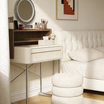 Load image into Gallery viewer, Luxury White Makeup Vanity Modern Compact Table with LED Mirror