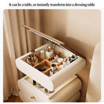 Load image into Gallery viewer, Convertible Vanity Desk with LED Mirror Transforms into Nightstand Height Adjustable Makeup Table with Storage Drawers