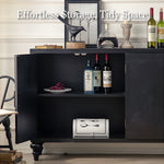 Load image into Gallery viewer, 61.4'' Black Textured Sideboard Cabinet with Decorative Carved Doors