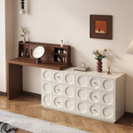 Load image into Gallery viewer, Modern 6-Drawer Dresser with Sculpted Front Panels & Walnut Vanity Top Minimalist Makeup Vanity Storage Cabinet
