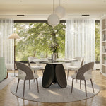 Load image into Gallery viewer, Modern Round Dining Table with Rotating Lazy Susan and Black Pedestal Base