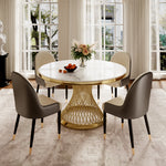 Load image into Gallery viewer, Elegant Round Sintered Stone Dining Table Gold Metal Base