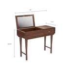 Load image into Gallery viewer, 39'' Walnut Dressing Table Folding Mirror Design Practical Storage Space