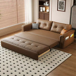 Load image into Gallery viewer, Modern Brown Faux Leather Sofa Bed with Storage Convertible Sleeper Couch