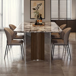 Load image into Gallery viewer, Contemporary Gloss Marble Grain Dining Table with Dual Material Legs