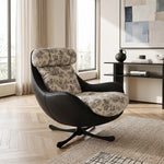 Load image into Gallery viewer, Printed Swivel Lounge Chair with Black Faux Leather Shell
