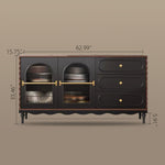 Load image into Gallery viewer, 63" Modern Vintage Sideboard with Fluted Glass Doors & Gold Accents