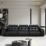 Load image into Gallery viewer, 130.7'' Modern Power Reclining Sectional Sofa Black Genuine Leather Deep Seat Electric Lounge Sofa with Chaise