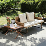 Load image into Gallery viewer, 55.1" Outdoor PE Rattan Loveseat with Cushioned Seat and Pillow Backrest