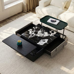 Load image into Gallery viewer, Modern Multifunctional Coffee Table with Lift Top Storage Black Marble Pattern Center Table with Hidden Compartments for Living Room
