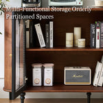 Load image into Gallery viewer, 62.9'' Sideboard Buffet Cabinet Retro Modern Design Textured Glass Doors Ample Storage Space